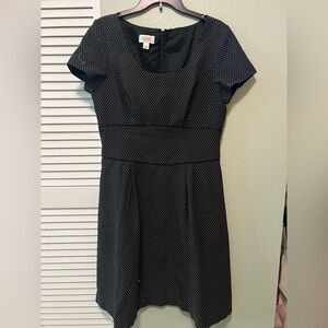 Talbots Black and White Dotted Midi Dress